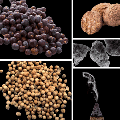 Duftnoten: Wacholderbeeren, Muskat, Koriander, Moschus, Weihrauch